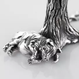 Stand for the handle "Pig under the oak" made of silver